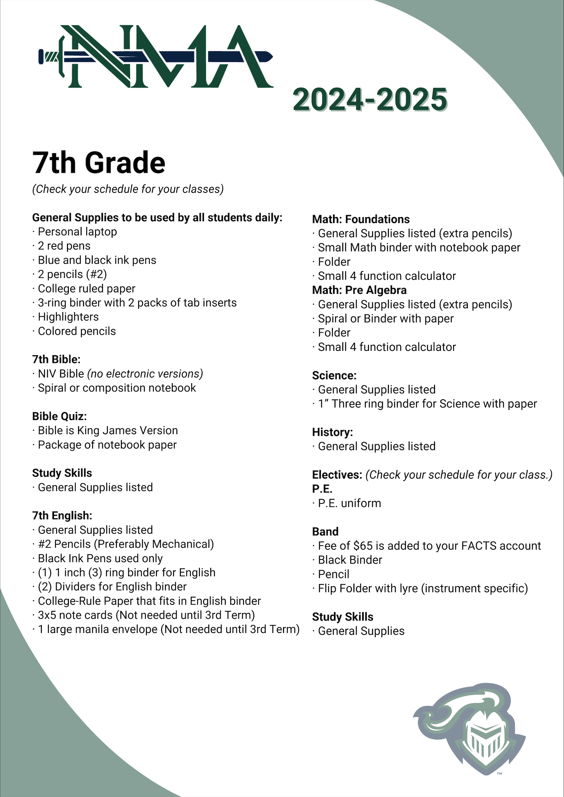 Northside Methodist Academy Supply Lists & Dress Codes